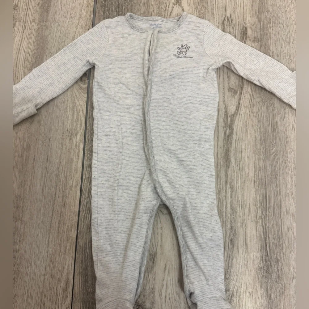 Ralph Lauren Gray and White Footies One Piece